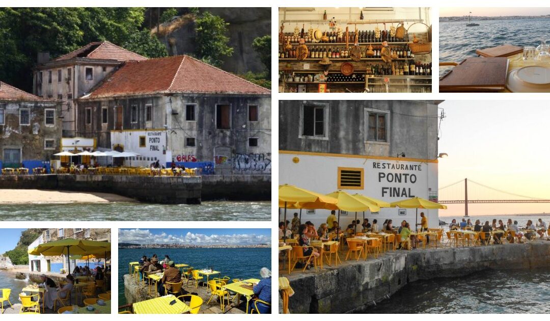 foto's van restaurant in Lissabon met uitzicht over rivier de Taag